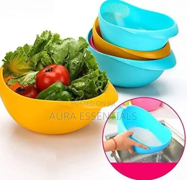 1pc Vegetable Washing Bowl Food Strainer Rice Colanders