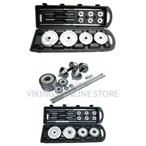 Barbell and Dumbbells Set, 50kg - Silver