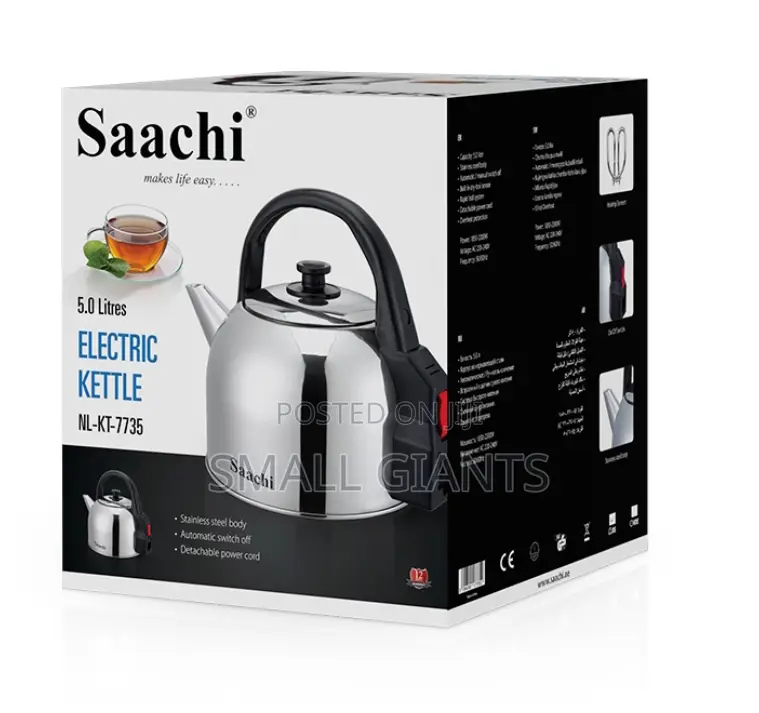 Saachi Electric Kettle - 5L - Silver