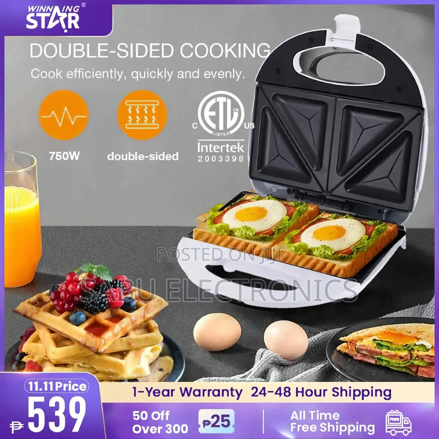 Winningstar 2 Sandwich Maker Home Breakfast Maker -Toaster