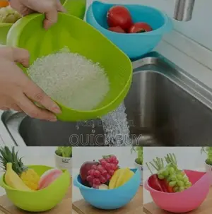 1pc Vegetable Washing Bowl Food Strainer Rice Colanders