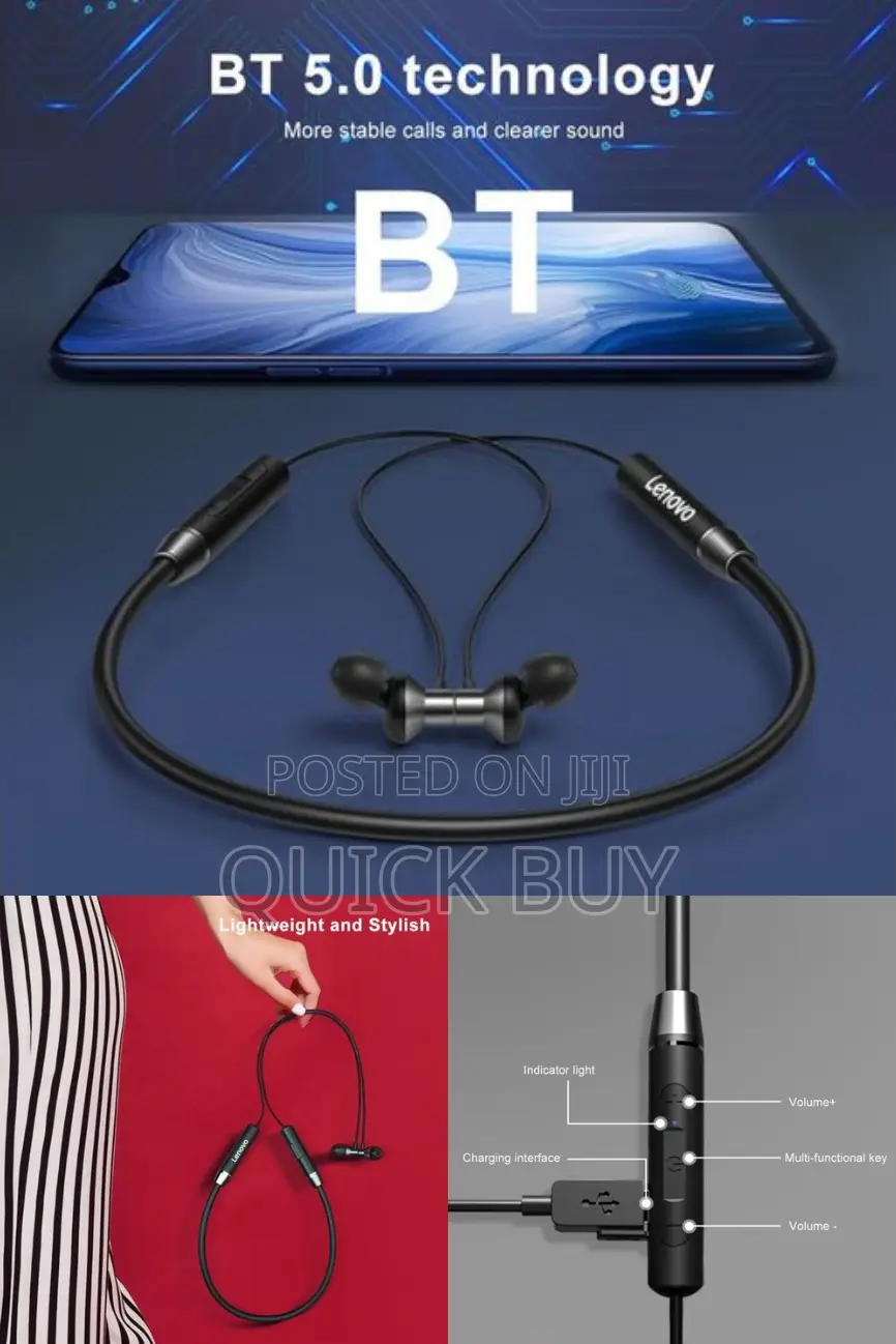 Lenovo HE05 Bluetooth 5.0 Wireless Headset Magnetic
