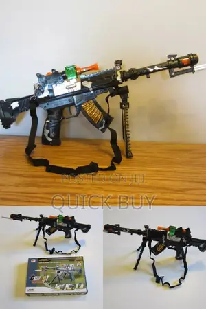 Toy Machine Gun With Lights Sound Moving Knife Stand