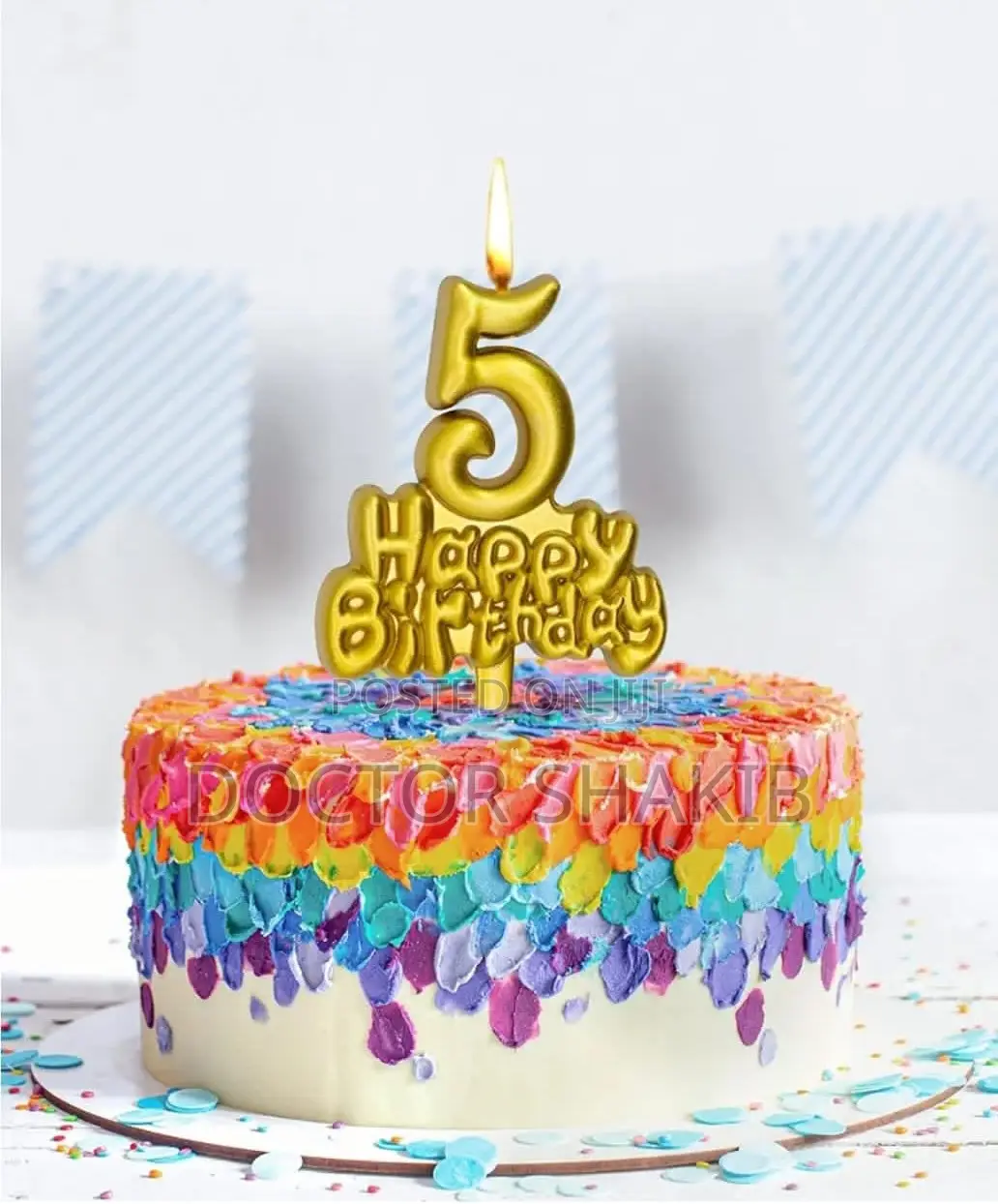 Nice Looking Happy Birthday Gold Number Candle