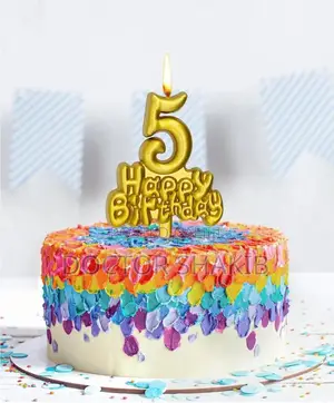 Nice Looking Happy Birthday Gold Number Candle