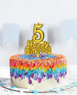 Nice Looking Happy Birthday Gold Number Candle