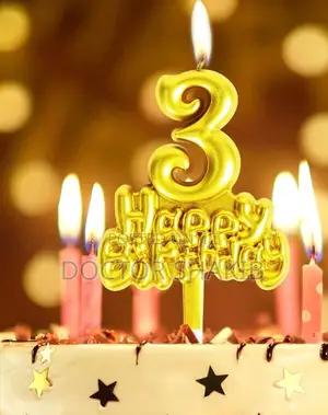 Nice Looking Happy Birthday Gold Number Candle