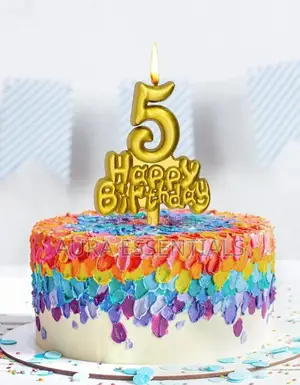 Happy Birthday Gold Number Candle