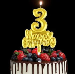 Happy Birthday Gold Number Candle