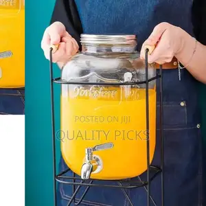Glass Juice Dispenser With Stainless Stand