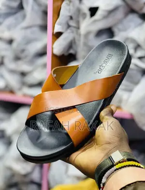 Original Brown Hermes Cross Leather Sandals