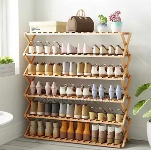 6-Tier Foldable Bamboo or Wooden Shoe Rack