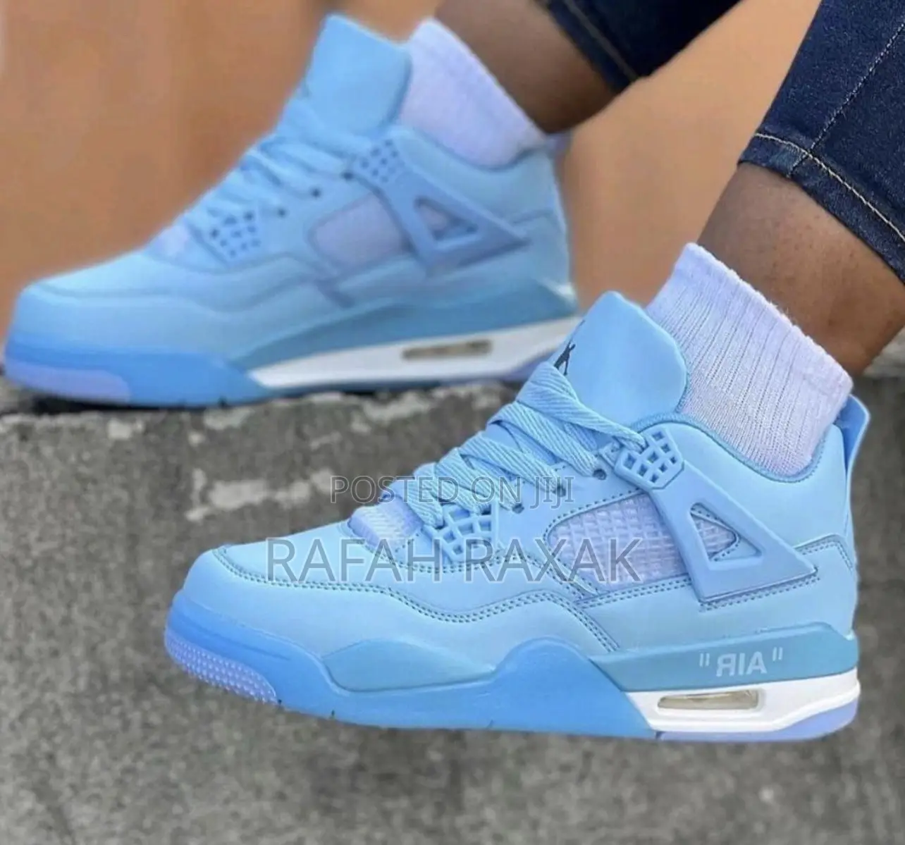 New Classic Ladies Blue Jordan 4 Sneaker