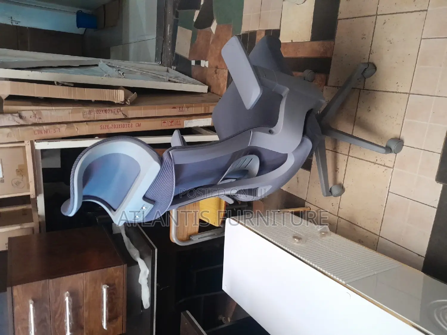 Gray Office Chair With Headrest