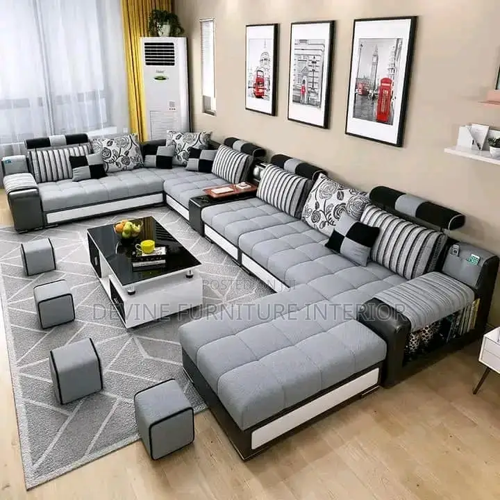U-Shaped 11 Seaters With Small Puff and Centre Table