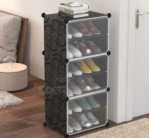 DIY Double Door Plastic 6-Tier Shoe Rack