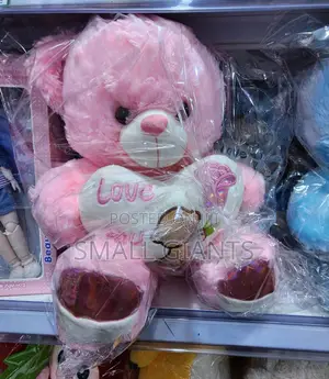 60cm Fur Teddy Bear With I Love Heart (Pink and Blue)