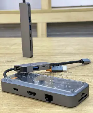 USB Hub Docking Station Type C 8-In1wth100w PD, HDMI,USB