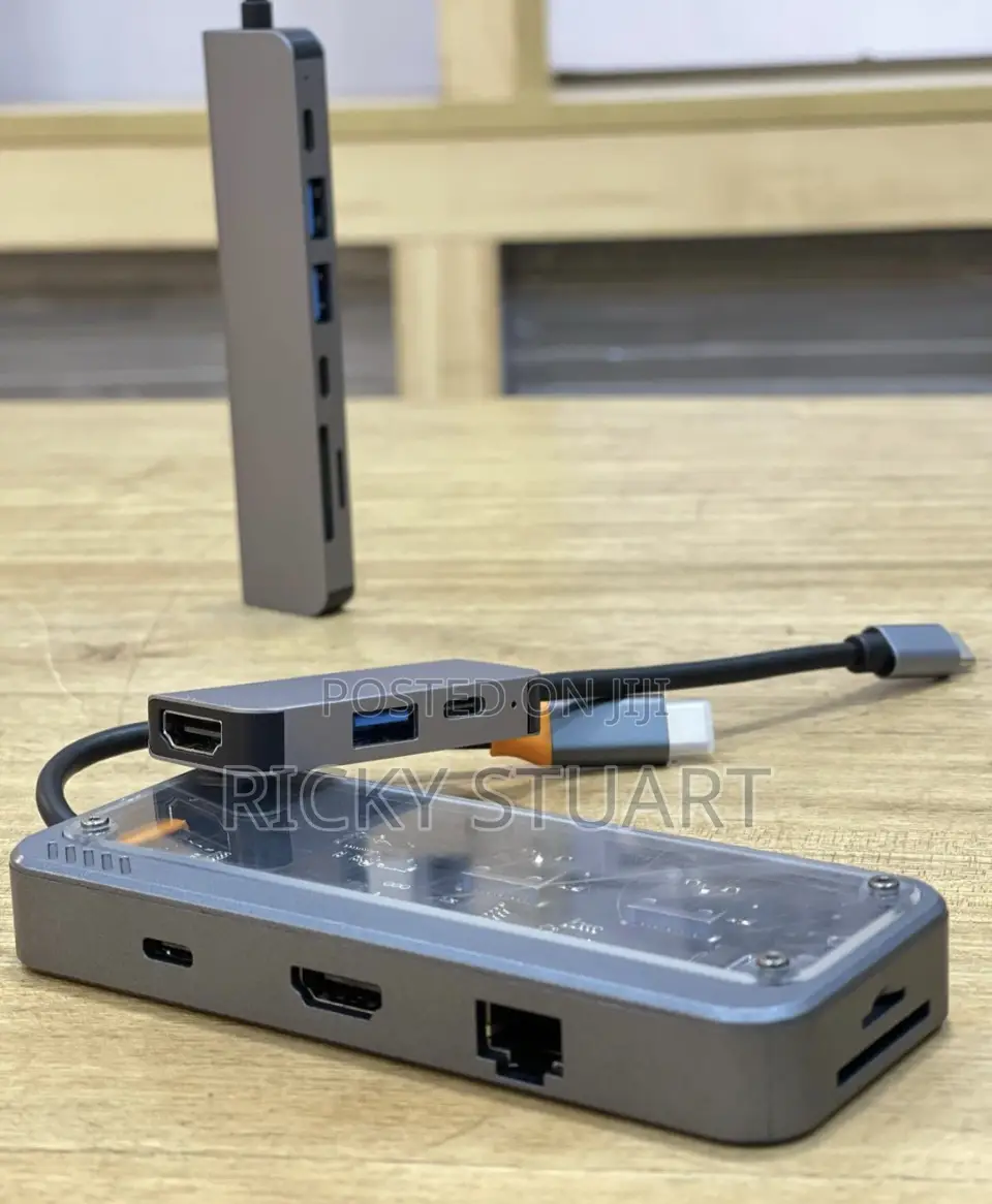 USB Hub Docking Station Type C 8-In1wth100w PD, HDMI,USB