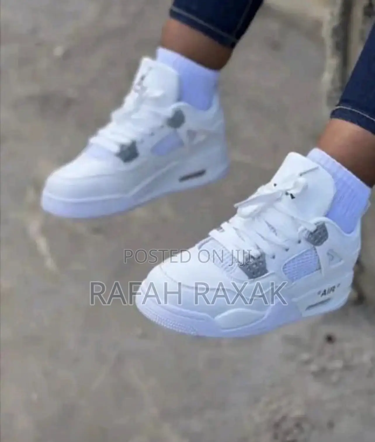 Ladies Classic White Air Jordan 4 Sneaker