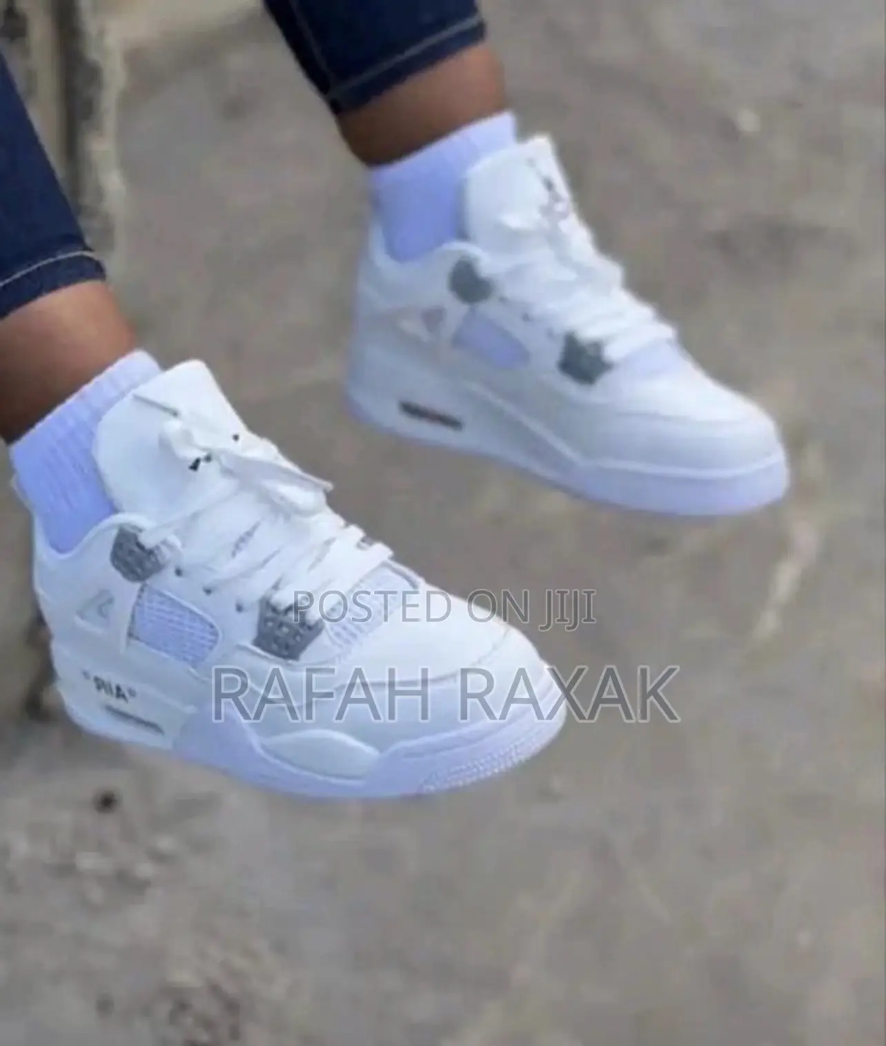 Ladies Classic White Air Jordan 4 Sneaker