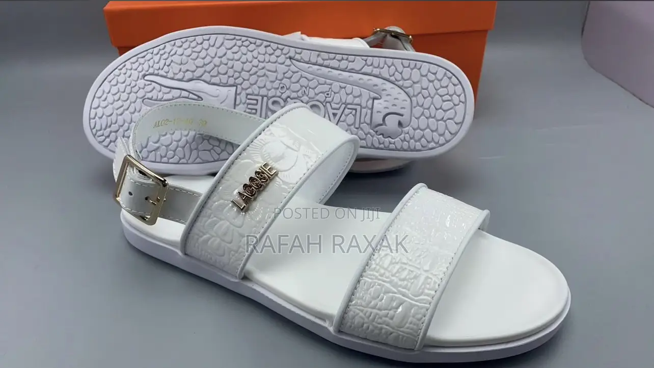 Original Men’S White Lacoste Leather Sandals