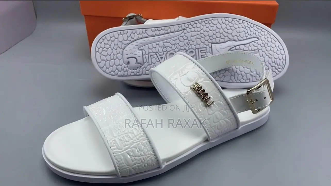 Original Men’S White Lacoste Leather Sandals