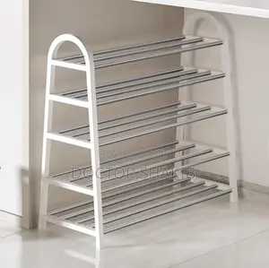 A-Shaped 5-Layered Shoe Rack With a Metallic Shelf