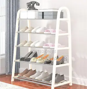 A-Shaped 5-Layered Shoe Rack With a Metallic Shelf