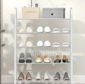 A-Shaped 5-Layered Shoe Rack With a Metallic Shelf