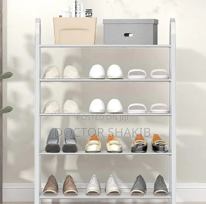 A-Shaped 5-Layered Shoe Rack With a Metallic Shelf