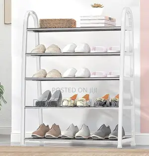 A-Shaped 5-Layered Shoe Rack With a Metallic Shelf