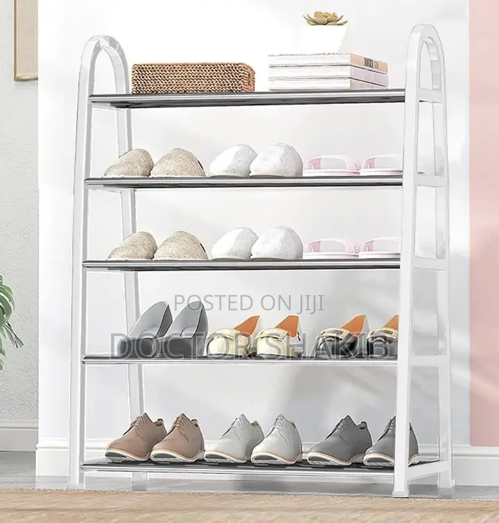 A-Shaped 5-Layered Shoe Rack With a Metallic Shelf