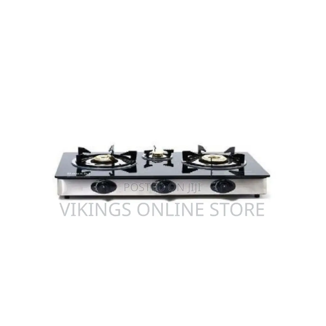 Saachi Glass 3 Burner Gas Cooker - Black