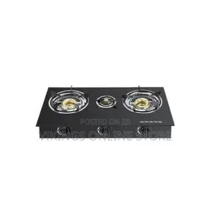 3 Burner Tempered Glass Gas Stove Automatic Ignition -Black