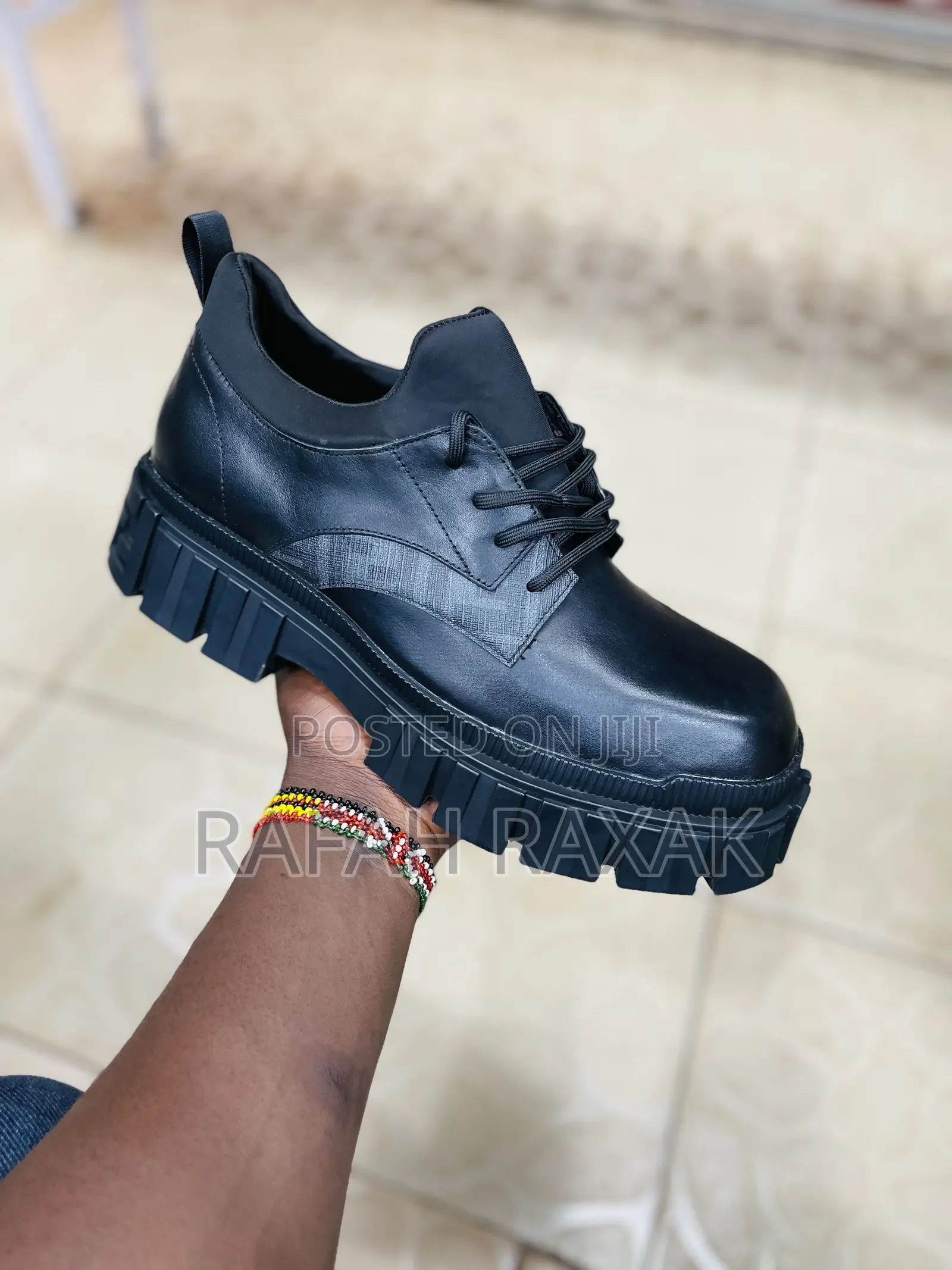 Original Fendi Big Sole Black Leather Shoes