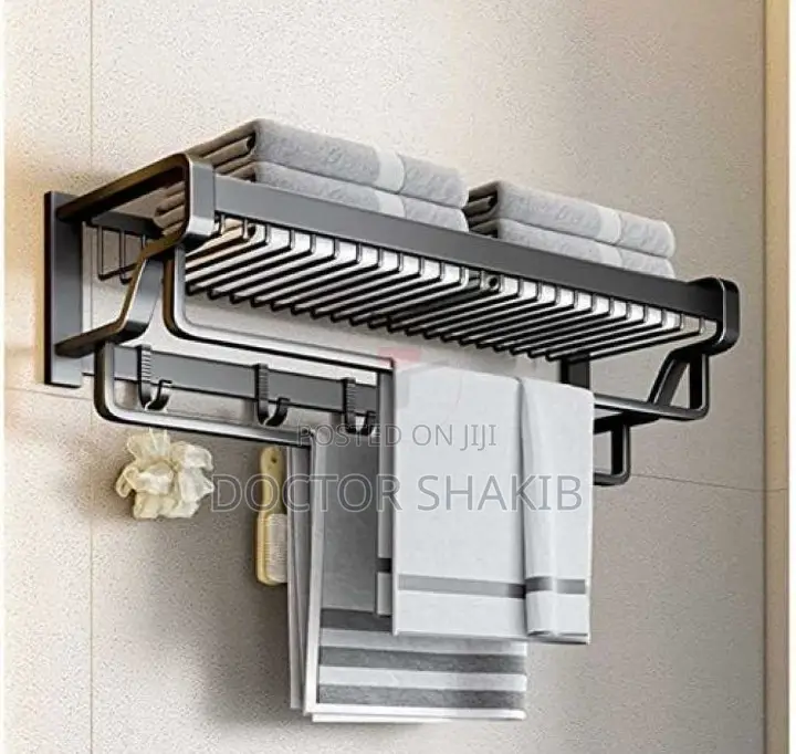 Big Size Bathroom Towel Rack- Black
