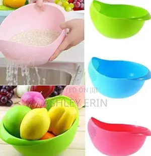 1pc Vegetable Washing Bowl Food Strainer Rice Colander