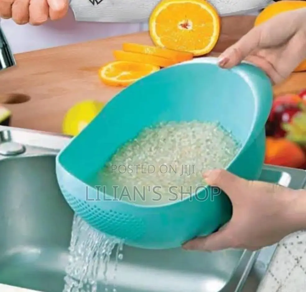 1pc Vegetable Washing Bowl Food Strainer Rice Colander