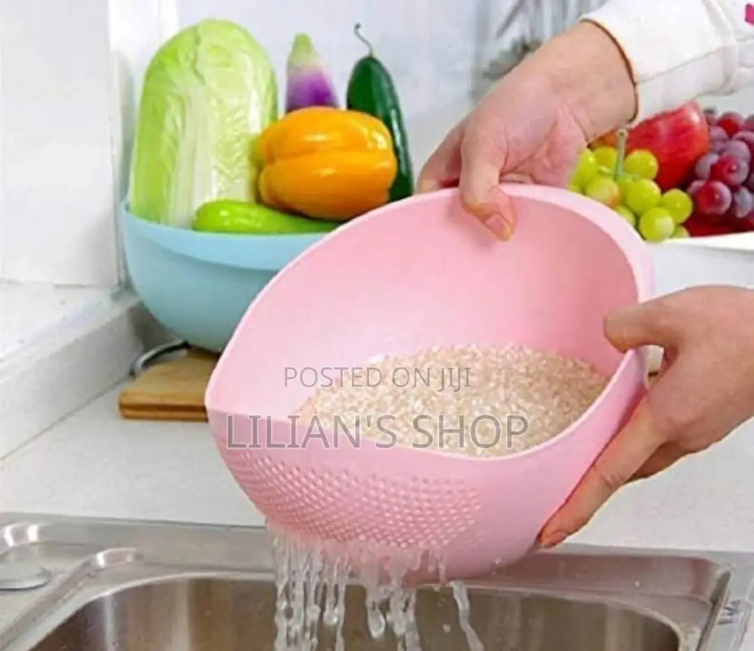 1pc Vegetable Washing Bowl Food Strainer Rice Colander