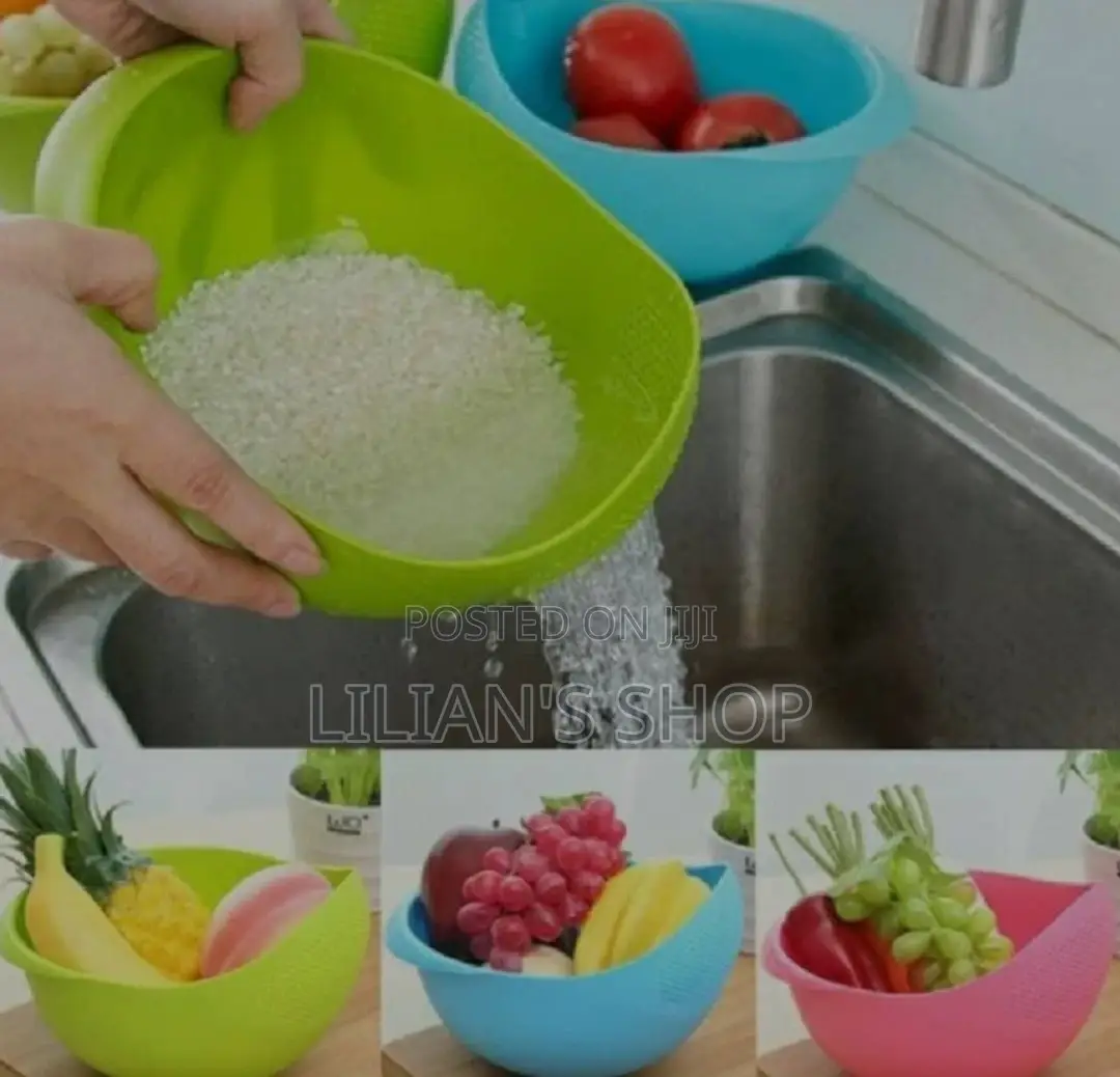 1pc Vegetable Washing Bowl Food Strainer Rice Colander