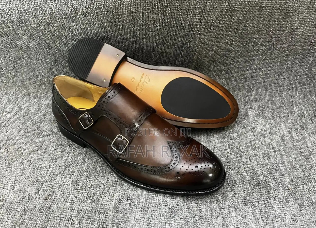 Original Men’S Brown Clarks Double Breast Oxfords