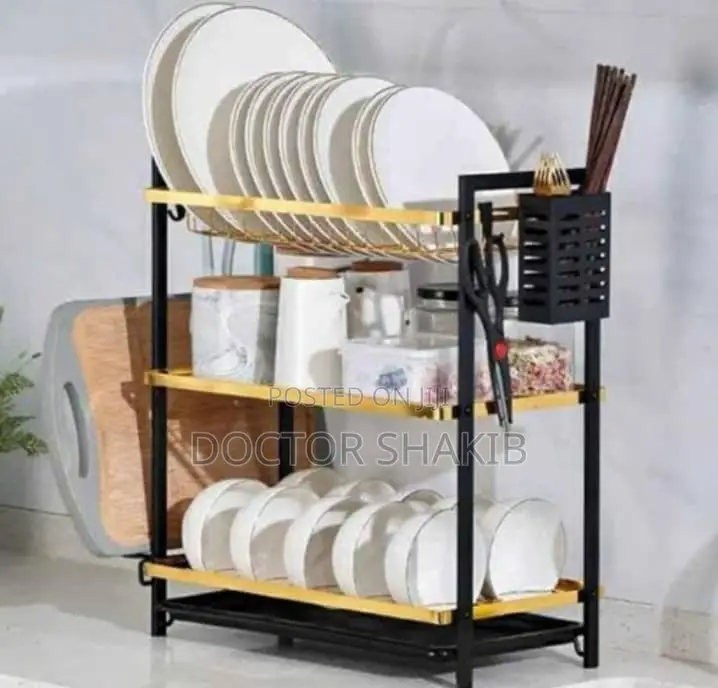 Kitchen 3-Tier Dish Rack Gold