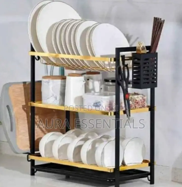 Kitchen 3tier Dish Rack Gold