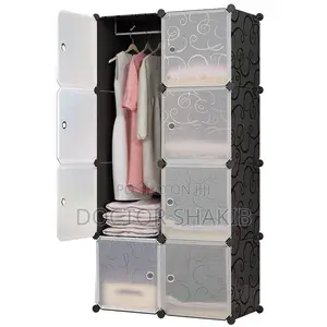 2 Column Plastic Wardrobe Closet-Blue, Pink, Black