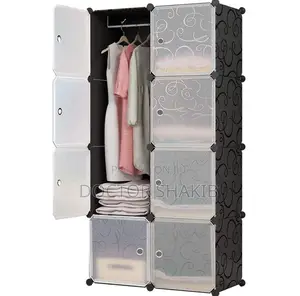 2 Column Plastic Wardrobe Closet-Blue, Pink, Black