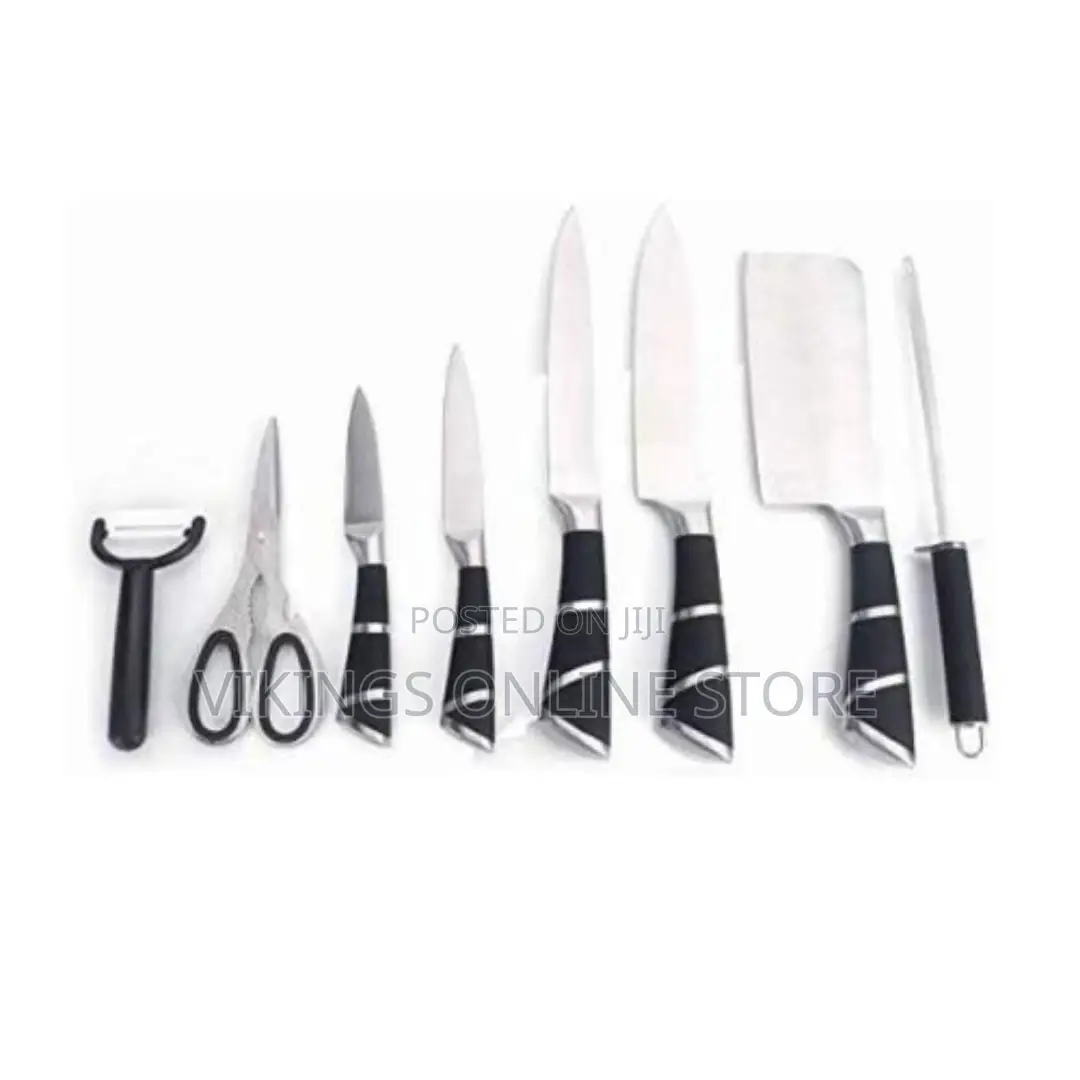 9 PCS Kitchen Knife Set With 360° Rotating Acrylic Stand,