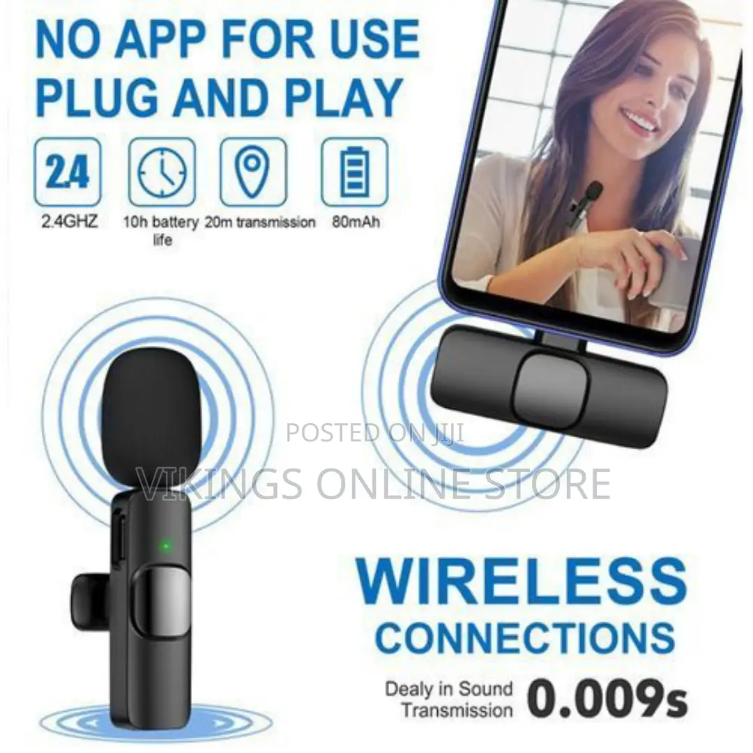 Wireless Lapel Lavalier Microphone Type C Microphone - Black