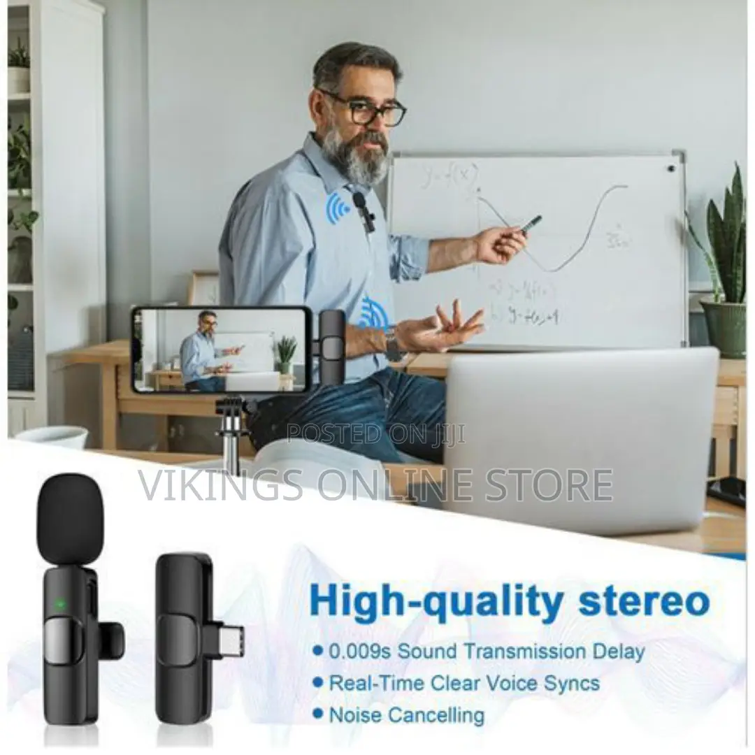Wireless Lapel Lavalier Microphone Type C Microphone - Black