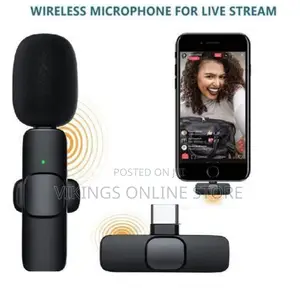 Wireless Lapel Lavalier Microphone Type C Microphone - Black